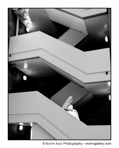 Bride with Stairs Downtown Portland church wedding