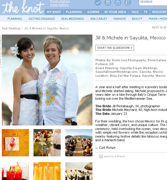 Featured gay wedding on the Knot magazine